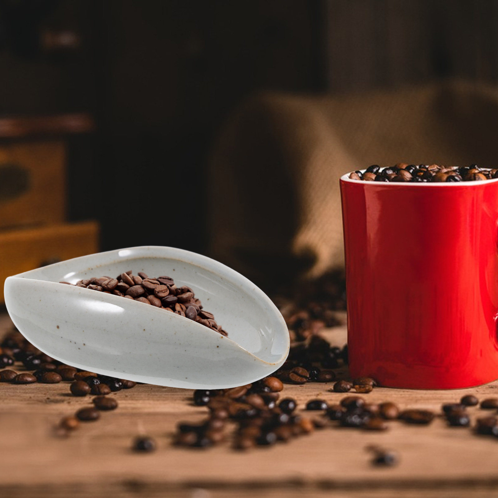 Coffee Leaves Tea - Seramik Kahve Çekirdeği Dozaj Tepsisi, Öğütülmüş