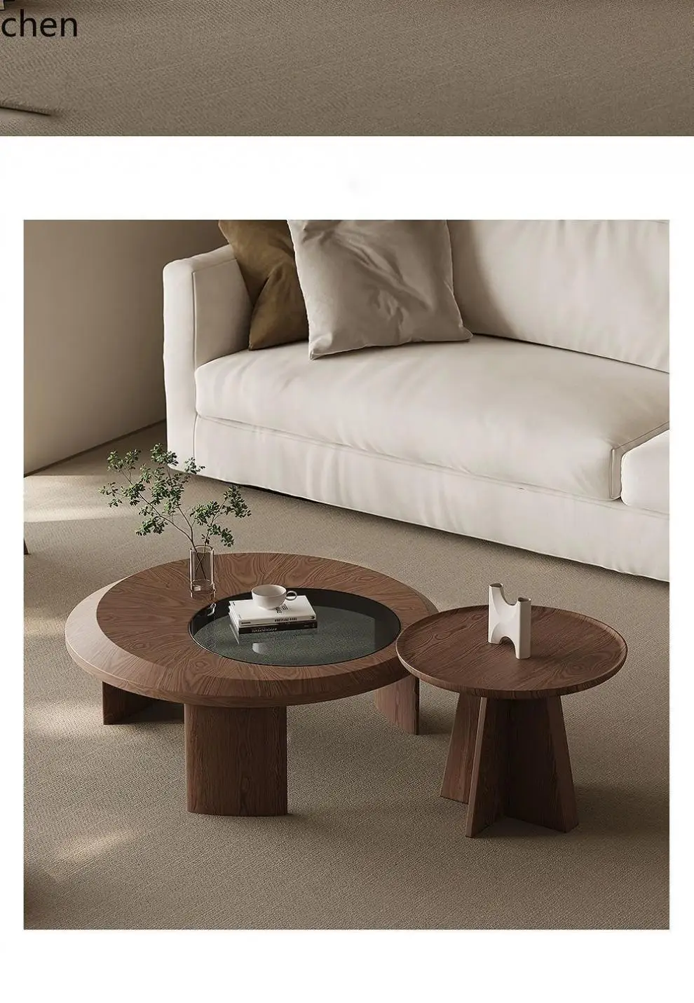 Tea & Coffee Kent - b11-7.2 Ceviz Çay Masası Kombinasyonu Yuvarlak
