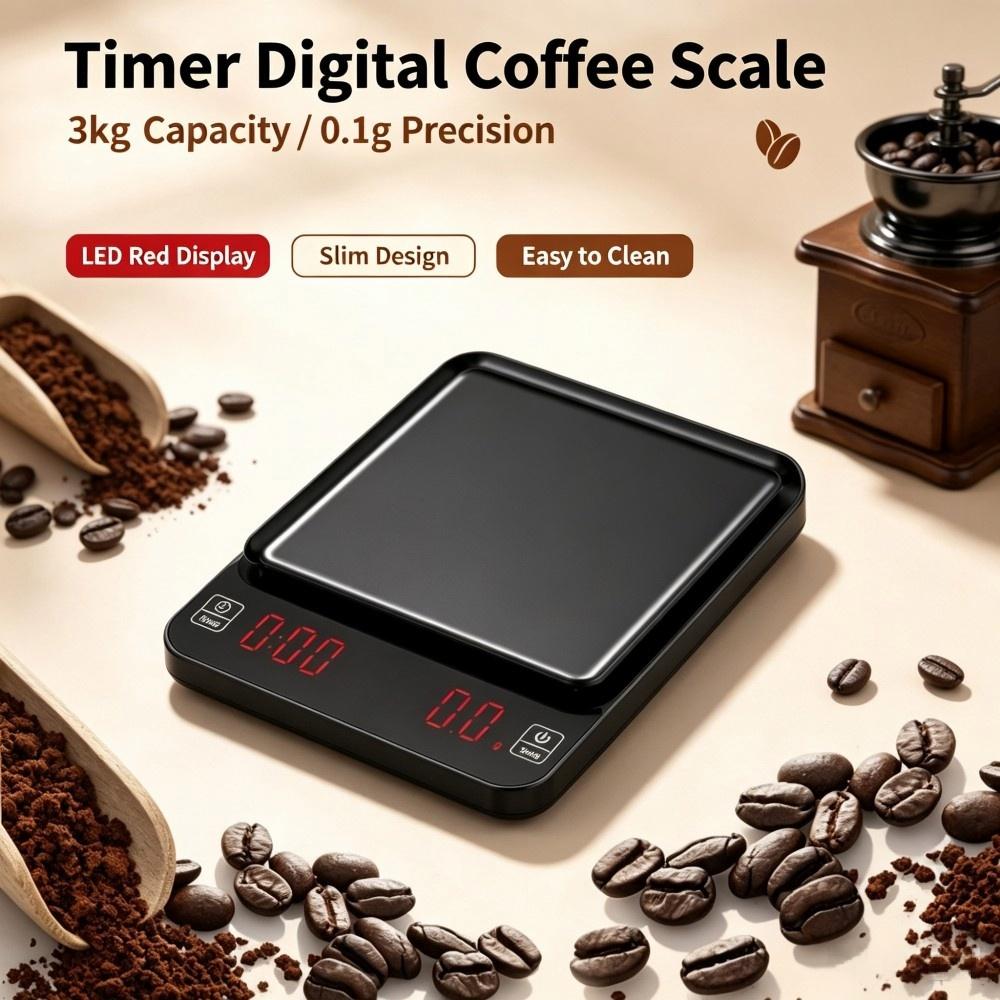 Coffee & Tea Garden Lincoln Menu - 3kg/0.1g Yüksek Hassasiyetli Dijital Kahve Terazisi,