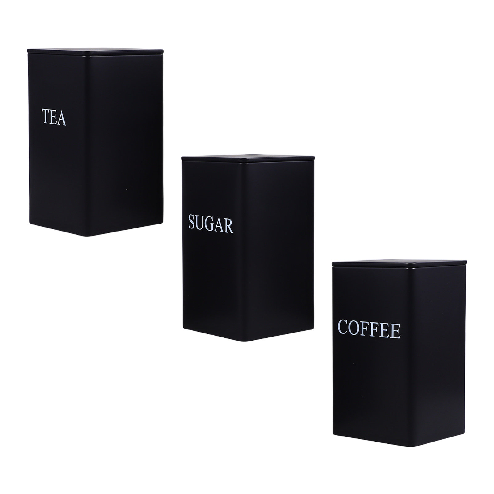 Canister Coffee Sugar Tea - 3 Adet Mutfak Saklama Kabı, Metal,