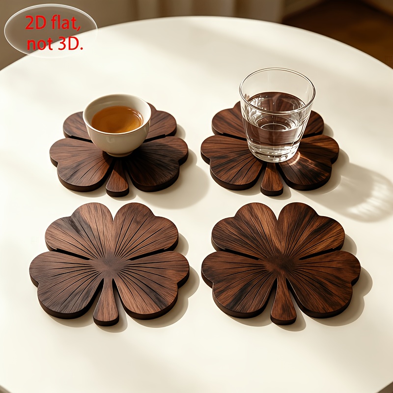 Coffee Tea Mix - 4 Adet 2D Düz Yonca Ahşap