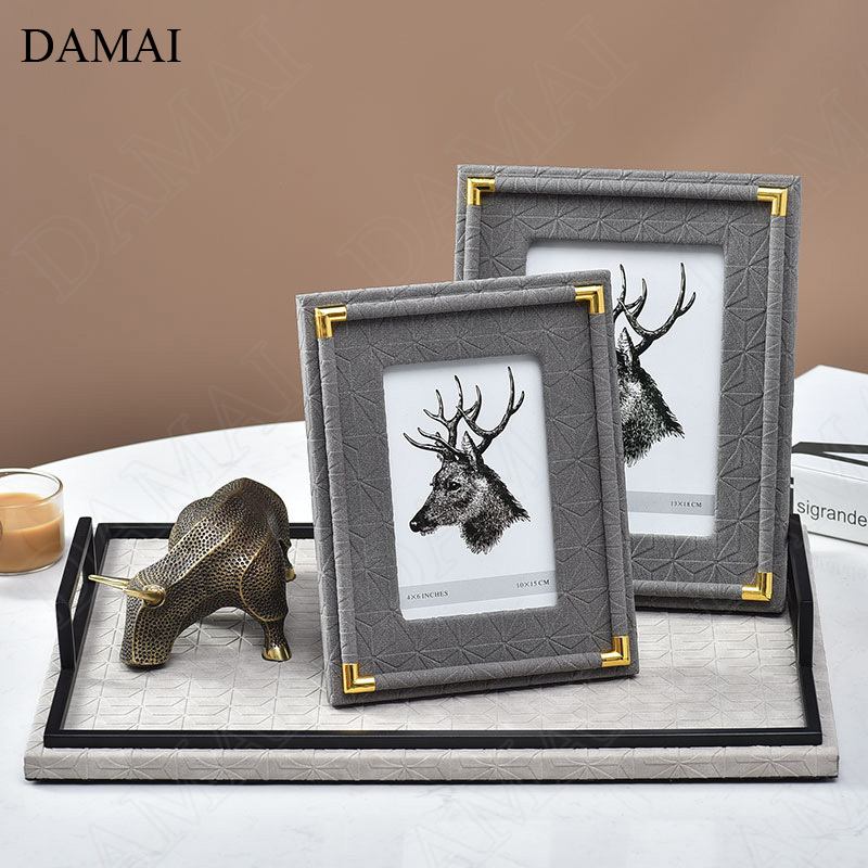 Coffee Tea Photos - Yaratıcı gri deri tepsileri dekoratif İskandinav