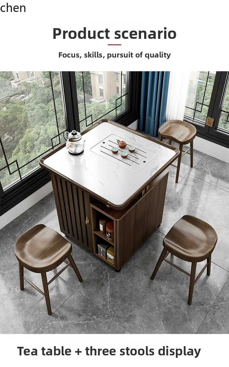 Tea & Coffee Kent - i5.15 Tekerlekli, Taş Tablalı ve Masif