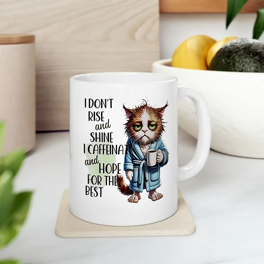 Coffee Tea Quotes - Komik Kedi Kupası, 'Ayanmıyorum, Kahve İçiyorum'