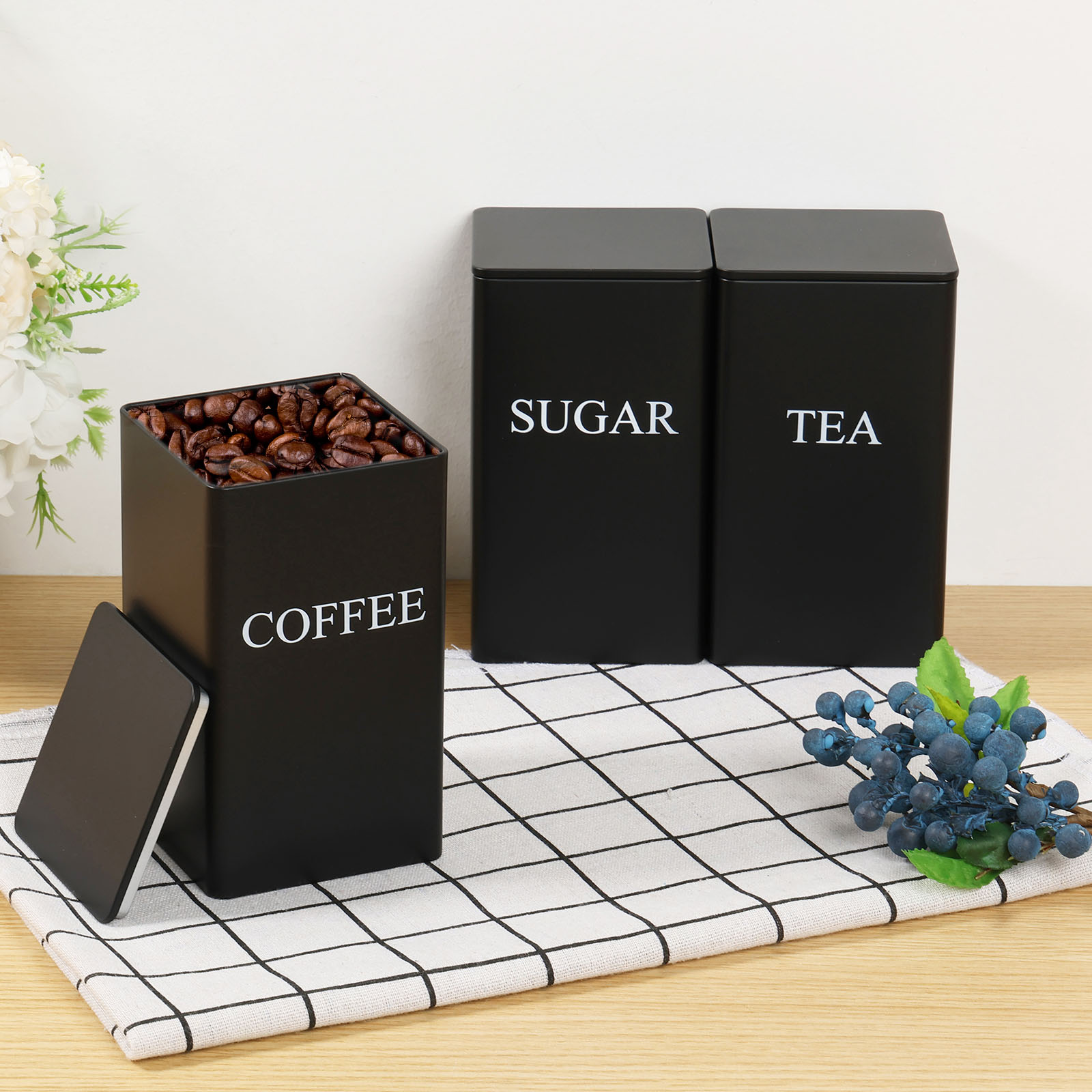 3 adet kahve çekirdeği saklama - Canister Coffee Sugar Tea incelemesi ve fiyatı