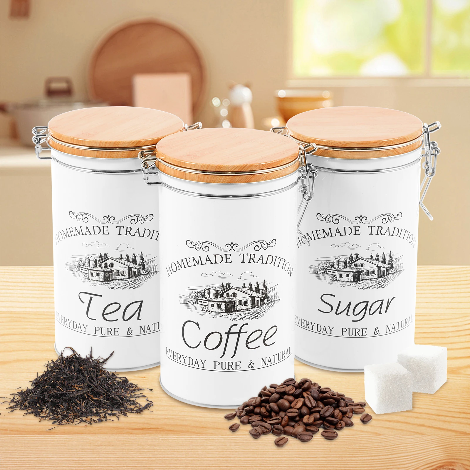 3 adet/takım çay kahve şeker k - Canister Coffee Sugar Tea incelemesi ve fiyatı
