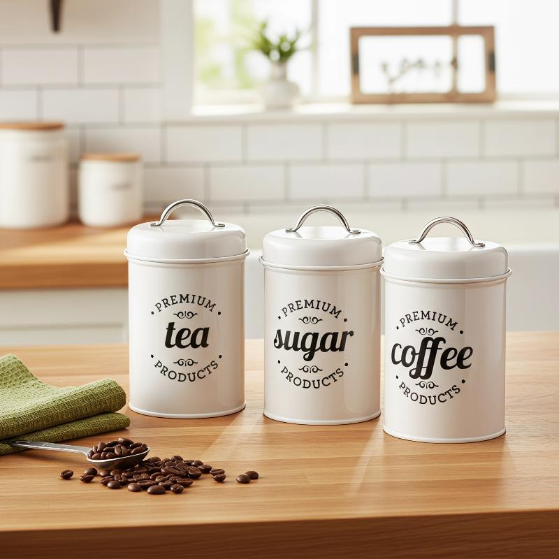 3 Adet Metal Yuvarlak Mutfak K - Canister Coffee Sugar Tea incelemesi ve fiyatı