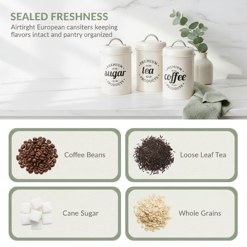 3 Adet Metal Yuvarlak Mutfak K - Canister Coffee Sugar Tea incelemesi ve fiyatı