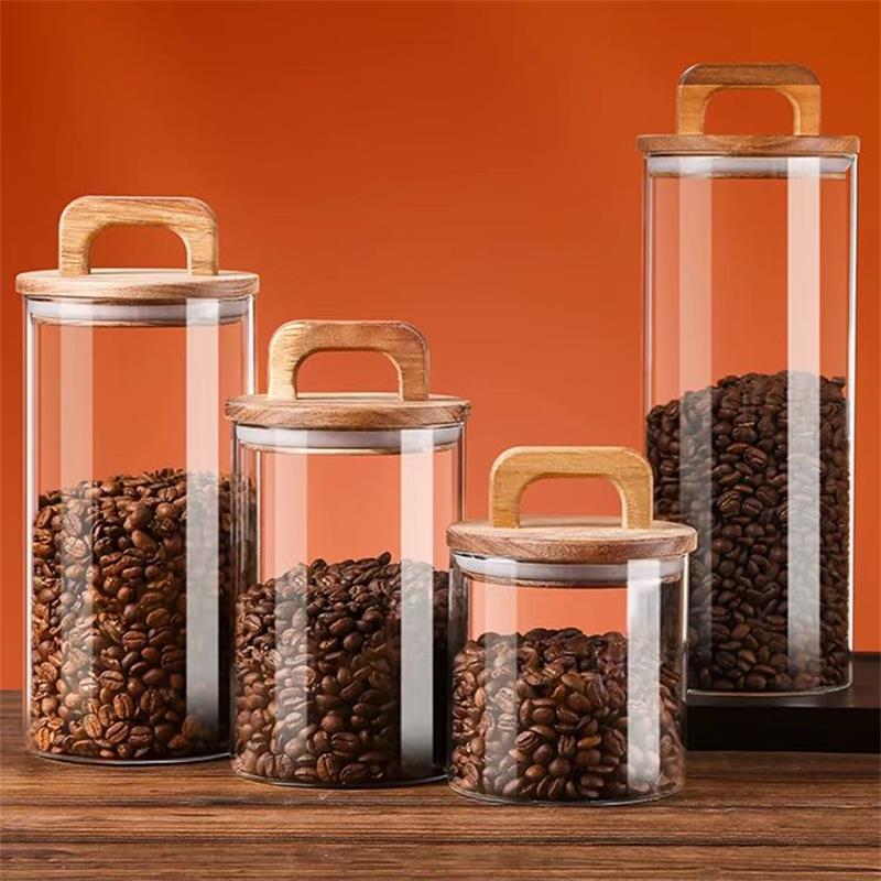 Bambu kapaklı şeffaf cam kavan - Canister Coffee Sugar Tea incelemesi ve fiyatı